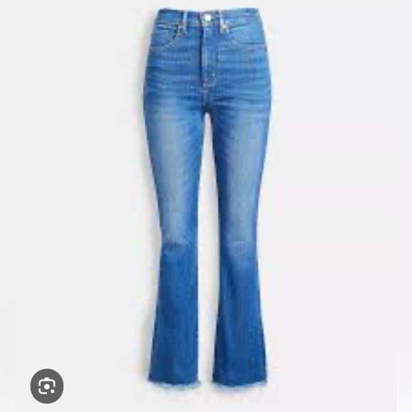 LOFT Denim - LOFT High Waisted Back Slit Flare Crop Jeans in Authentic Mid Indigo Wash 29 / 8